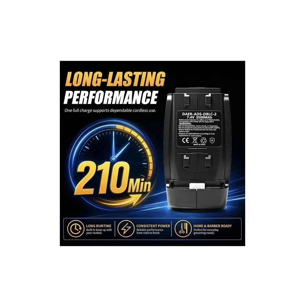 Replacement Battery for Andis Supra ZR II Pulse ZR II Clippers 79025 DBLC-2